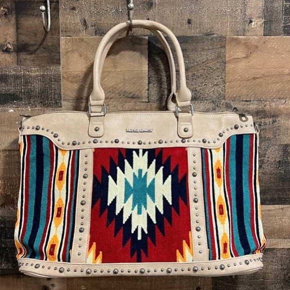 Montana West Handbags - NEW Montana West Weekender Extra Large Tote Blue Tribal Travel Bag Purse Khaki